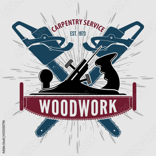 Woodwork Carpentry logo design template. Vector illustration	