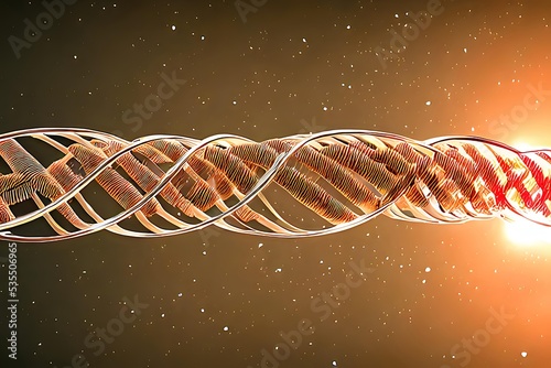 DNA sequencing genome of Neanderthal chromosome molecule 3D structure. The 2022 Nobel Prize in Physiology Medicine for discoveries concerning genomes of extinct hominins and human evolution photo