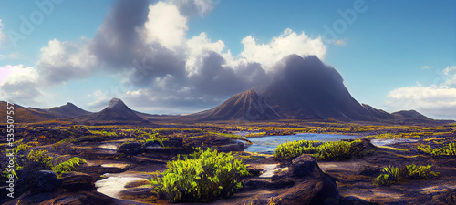 Landscape in Galapagos Islands, photorealistic, highly detailed photo