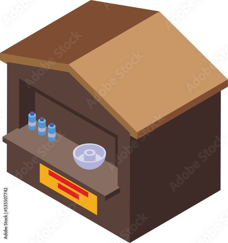 Shop candy cotton house icon isometric vector. Cart stand. Sugar seller