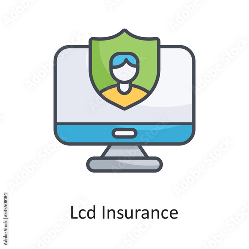 Lcd Insurance Filled  Outline Vector Icon Design illustration on White background. EPS 10 File 