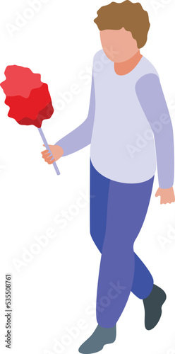 Red candy cotton icon isometric vector. Food shop. Sugar seller