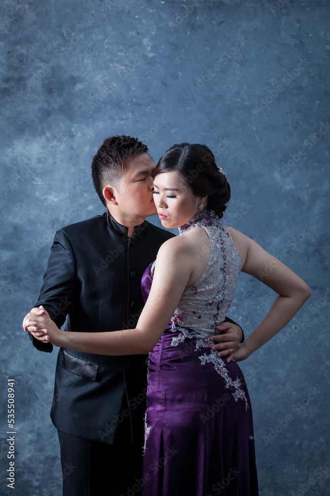 Asian Couple Kissing Portrait Asian Couple Kissing Portrait
