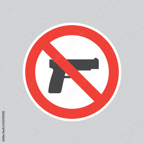 No weapons red prohibition sign. No firearm or guns vector sticker.