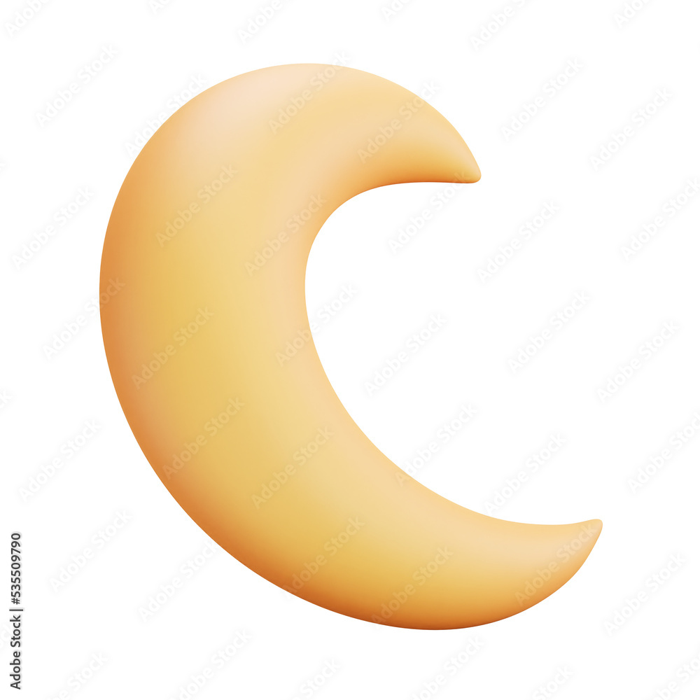 3D cartoon user interface illustration of a moon or star icon on an isolated background. With studio lighting and a gradient colourful texture. 3D rendering 3D cartoon user interface illustration of a moon or star icon on an isolated background. With studio lighting and a gradient colourful texture. 3D rendering