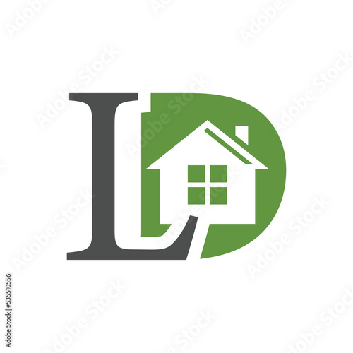 Logo design letter DL or LD include home in design. Real estate logo design