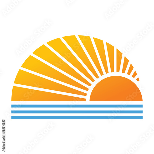 Sun and beach logo design. Sun and beach icon for tourism business.