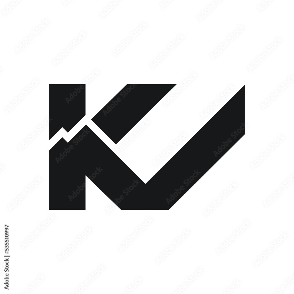 Logo design letter KV include mountain icon in design Logo design letter KV include mountain icon in design