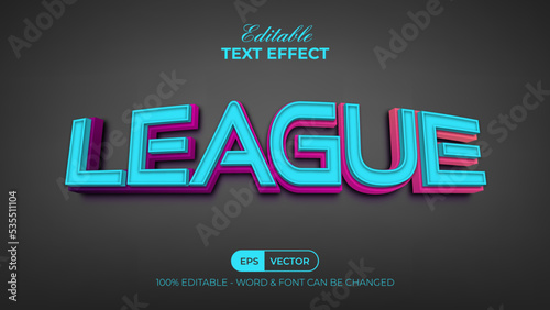 3D text effect league style. Editable text effect.
