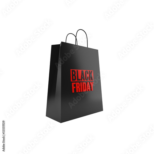 3D Black Friday Shopping Bag 