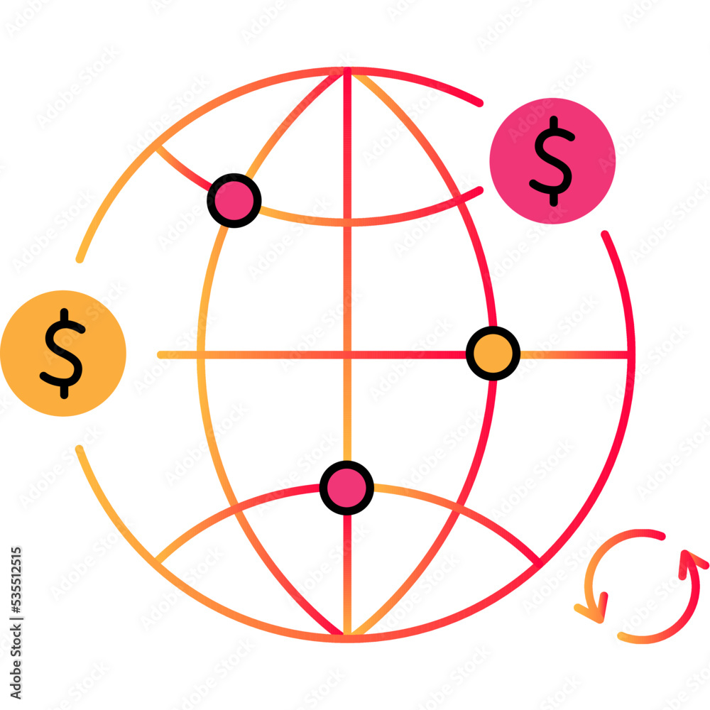 Global finance outline world bank line logo Global finance outline world bank line logo