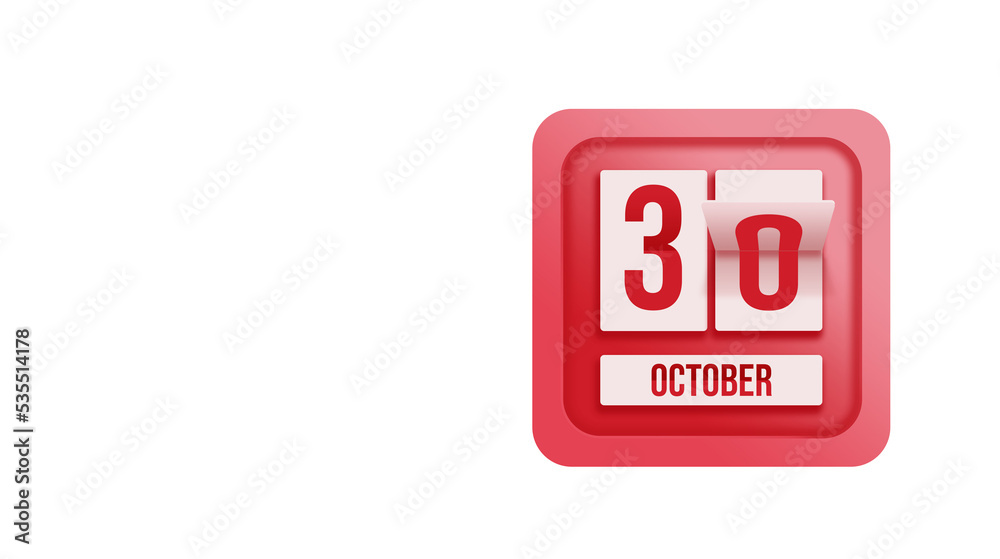 October 30th. Day 30 of month, Calendar date. Calendar in the form of a mechanical scoreboard red timetable tableau on white. Autumn month, day of the year concept. October 30th. Day 30 of month, Calendar date. Calendar in the form of a mechanical scoreboard red timetable tableau on white. Autumn month, day of the year concept.