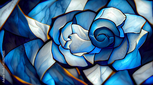 Colorful stained glass window. Abstract stained-glass background. Art Nouveau decoration for interior. Vintage pattern.