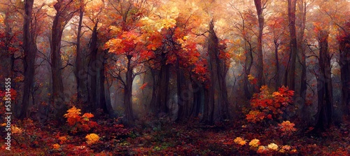 Autumn forest. background. scenery. illustration