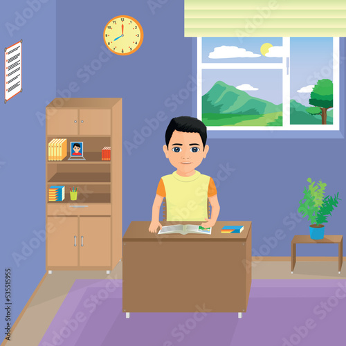 male student studying in his room