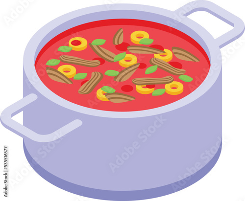 Sea food soup icon isometric vector. Dinner meal. Peri dish