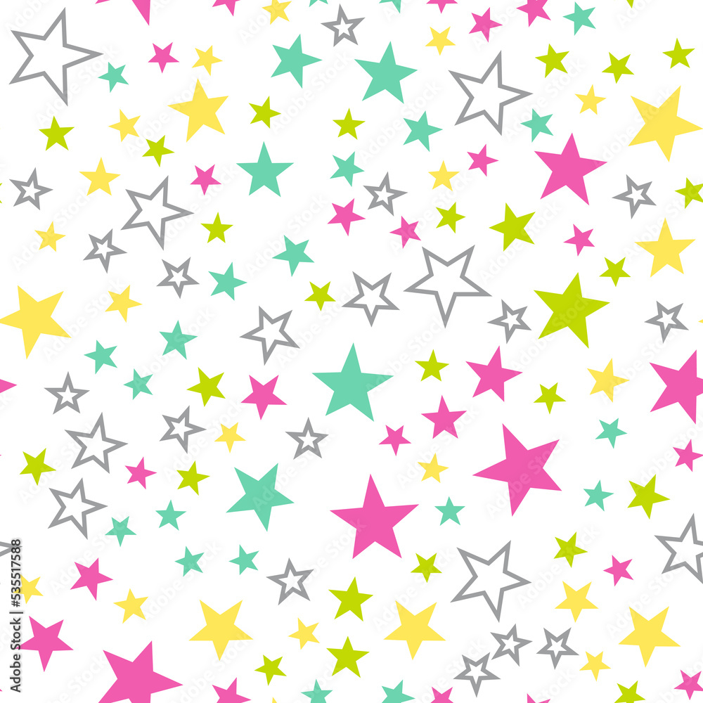 Colorful stars seamless vector pattern