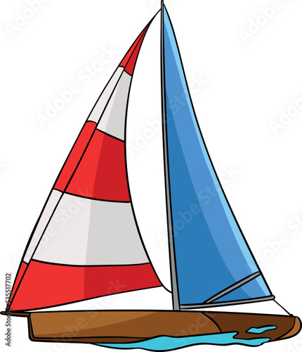 Sailing Cartoon Colored Clipart Illustration