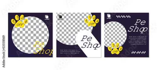 Pet shop marketing banner for social media post template