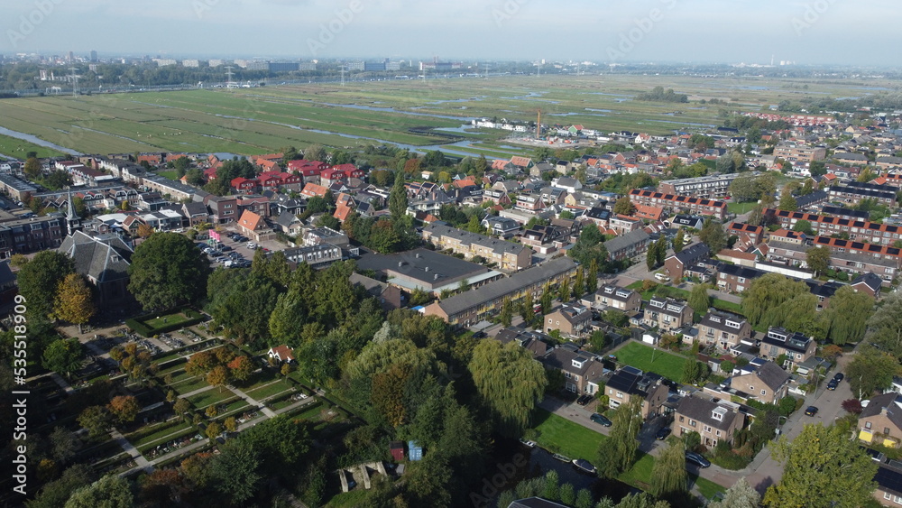 Aeral view of Oostzaan and Oostzanerveld