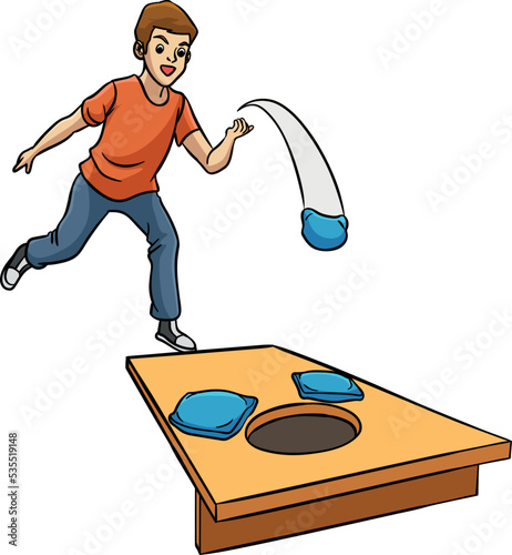 Cornhole Cartoon Colored Clipart Illustration