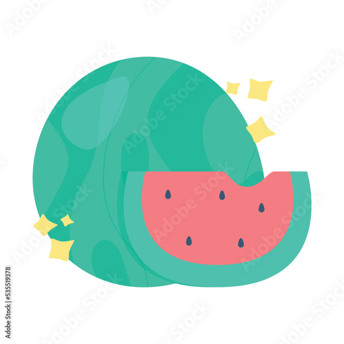 Fresh and juicy whole watermelon illustration
