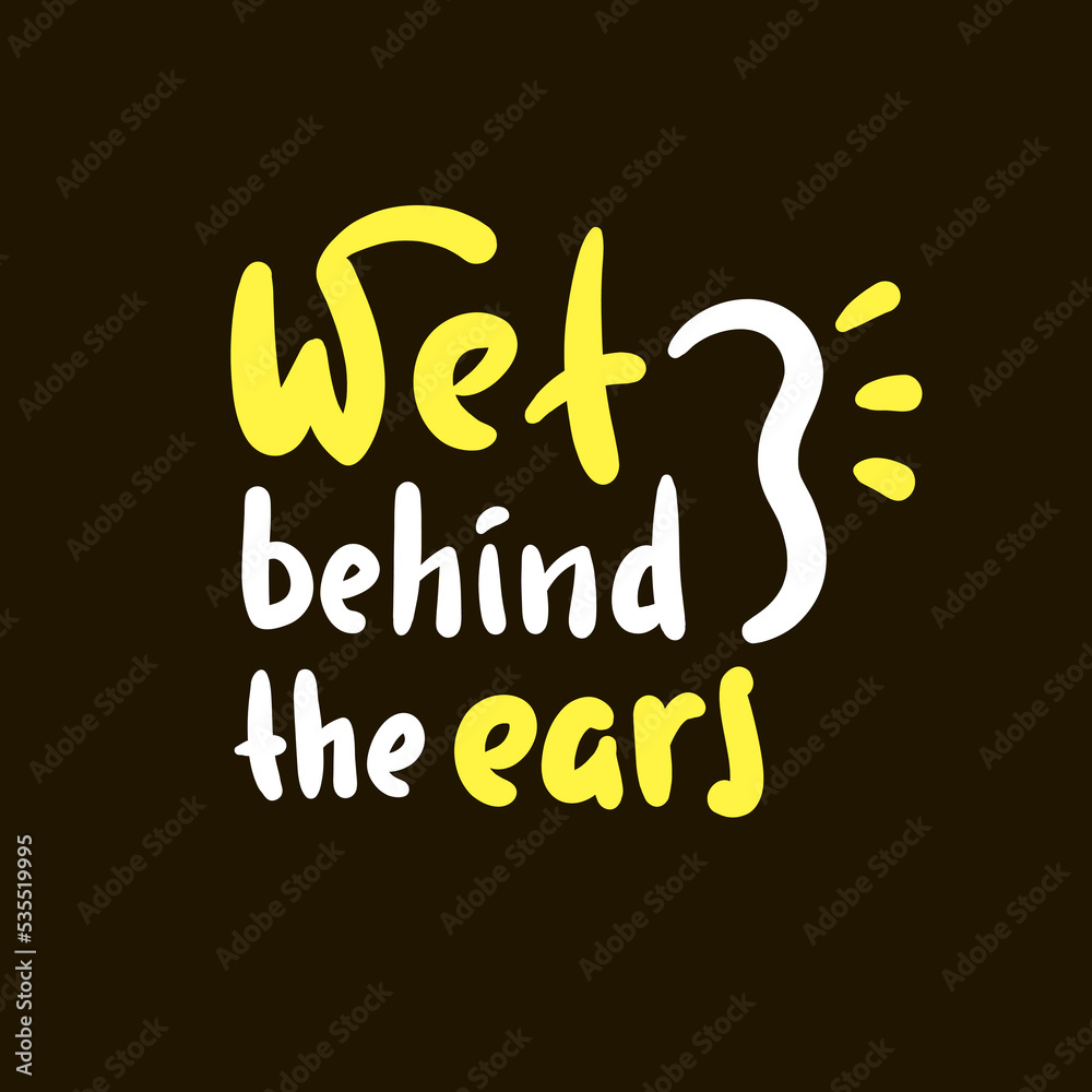 Wet behind the ears simple inspire motivational quote. Youth slang