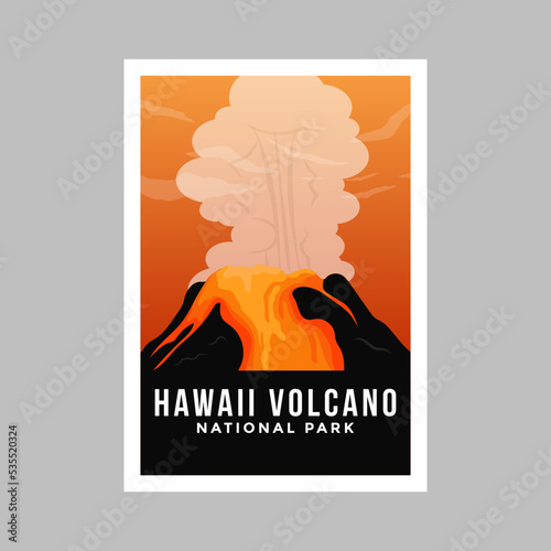 Hawaii Volcanoes National Park poster illustration.