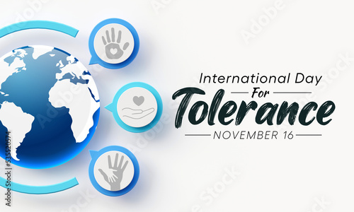 International day for Tolerance is observed every year on November 16, to generate public awareness of the dangers of intolerance. 3D Rendering
