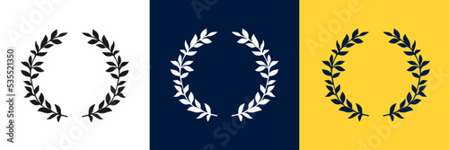 Laurel wreath victory icon set