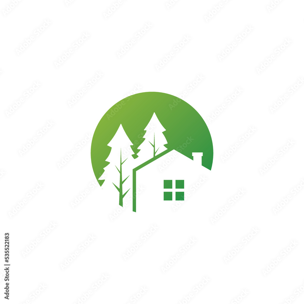 silhouette home and tree logo design silhouette home and tree logo design