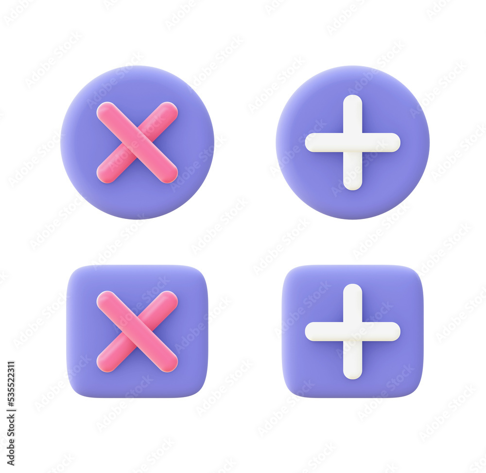 Fototapeta premium 3d illustration icon of purple Add and Delete for UI UX web mobile apps social media ads designs