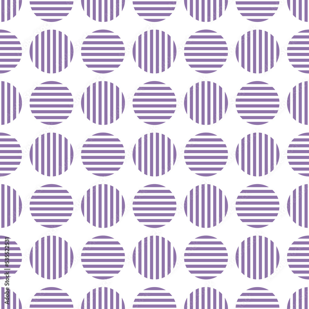 Seamless pattern with purple striped circles