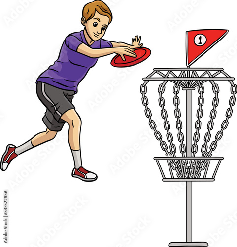 Disc Golf Cartoon Colored Clipart Illustration
