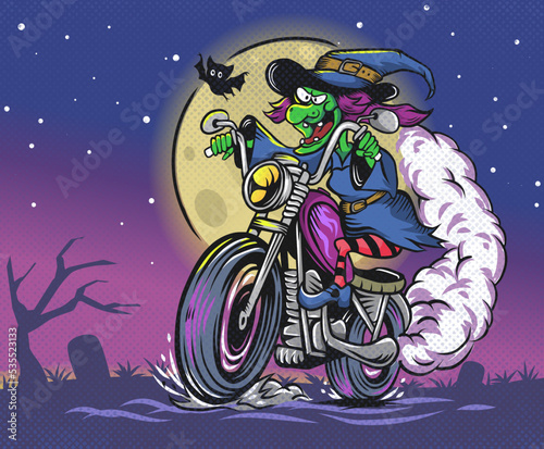 halloween witch ride chopper motorcycle