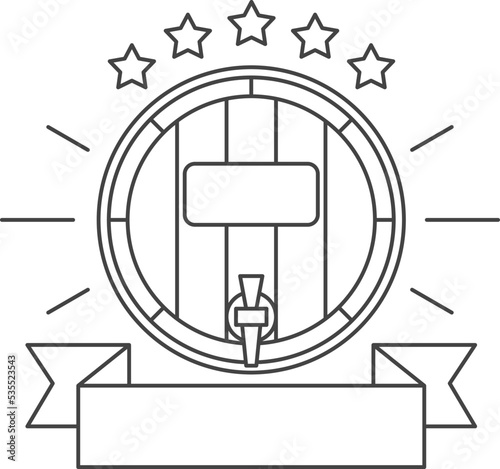Premium brewery logo. Wooden barrel with blank ribbon