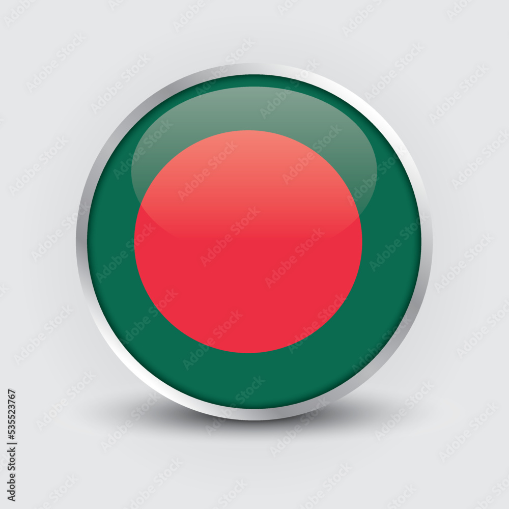 Bangladesh round flag design is used as badge, button, icon with reflection of shadow. Icon country. Realistic vector illustration. Bangladesh round flag design is used as badge, button, icon with reflection of shadow. Icon country. Realistic vector illustration.