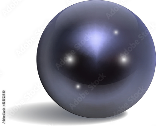 Black sea pearl. Realistic precious dark jewel