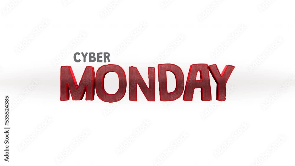 Red Cyber Monday cartoon text on white gradient color, motion abstract business, promo and holidays style background Red Cyber Monday cartoon text on white gradient color, motion abstract business, promo and holidays style background