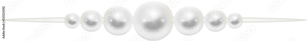 Realistic pearl divider. Luxury jewel wedding decoration Realistic pearl divider. Luxury jewel wedding decoration