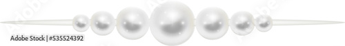Realistic pearl divider. Luxury jewel wedding decoration