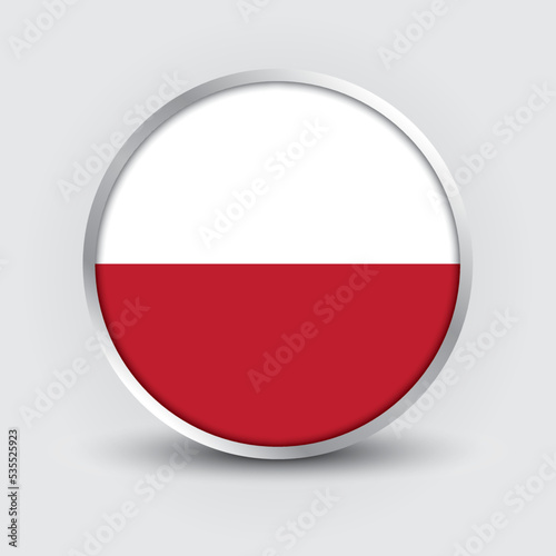 Free Download Poland round flag design is used as badge, button, icon with reflection of shadow. Icon country. Realistic vector illustration. - GFXLoad