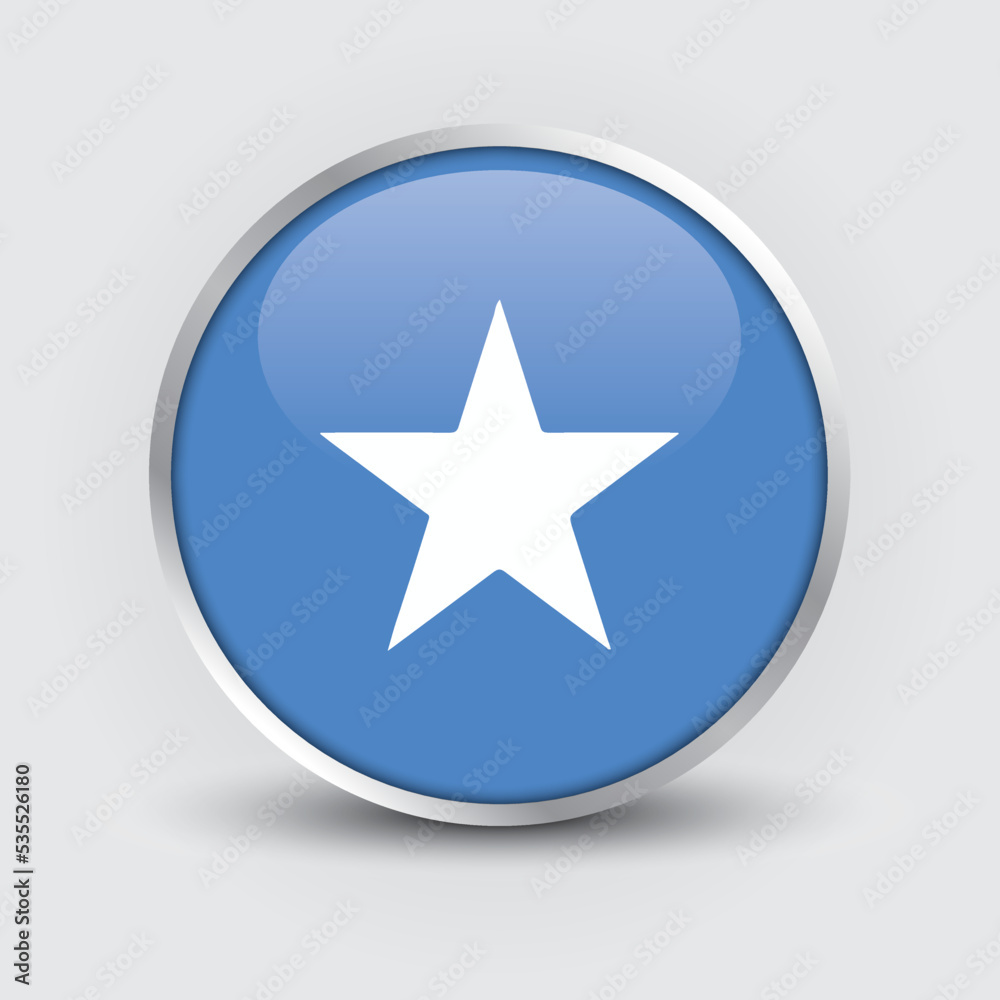 Somalia round flag design is used as badge, button, icon with reflection of shadow. Icon country. Realistic vector illustration. Somalia round flag design is used as badge, button, icon with reflection of shadow. Icon country. Realistic vector illustration.
