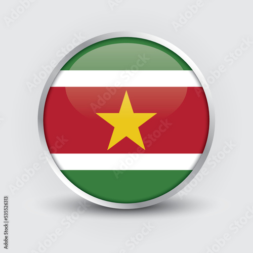 Free Download Suriname round flag design is used as badge, button, icon with reflection of shadow. Icon country. Realistic vector illustration. - GFXLoad