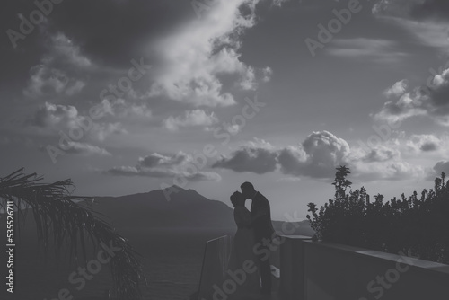 bride and groom silhouette photo