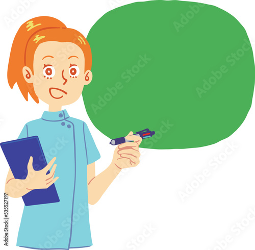 ケーシーを着た看護師(笑顔)