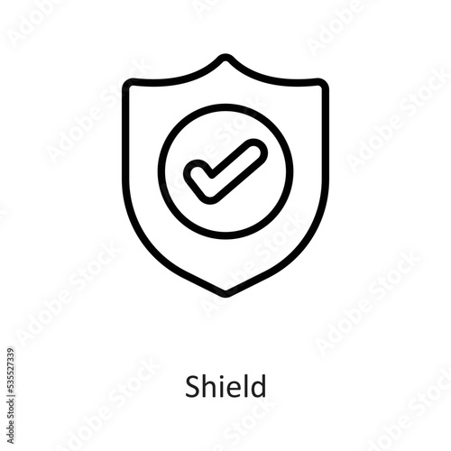 Shield  Outline Vector Icon Design illustration on White background. EPS 10 File