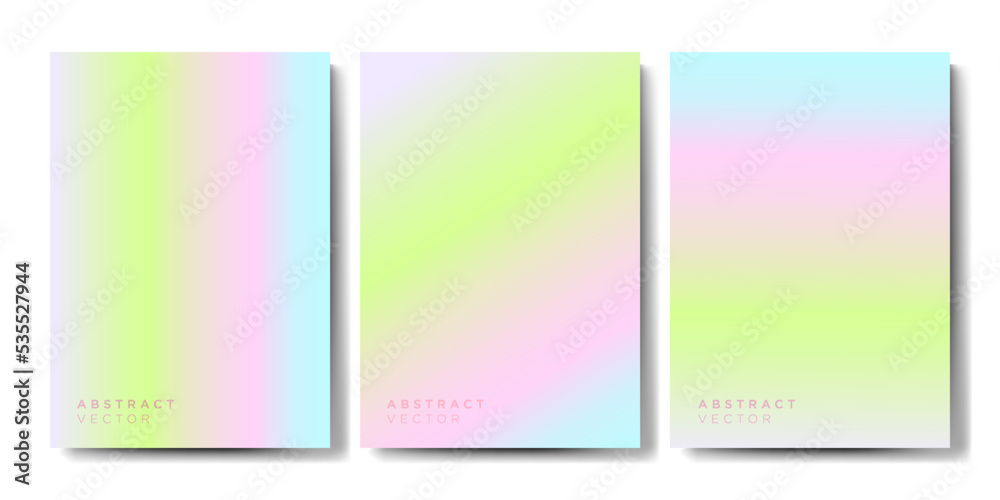 Minimal rainbow gradient cover backgrounds vector set with modern abstract blurred light color Modern wallpaper design for presentation, posters, cover, website and banner