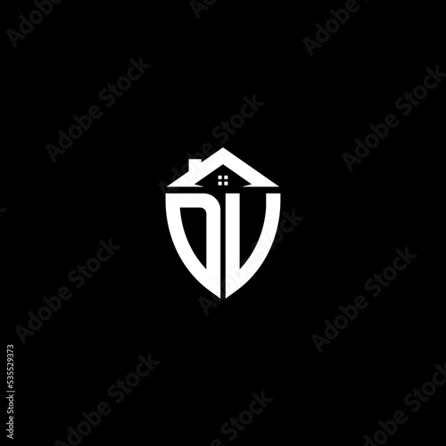 DV Initial Letters home Shield concept Logo photo