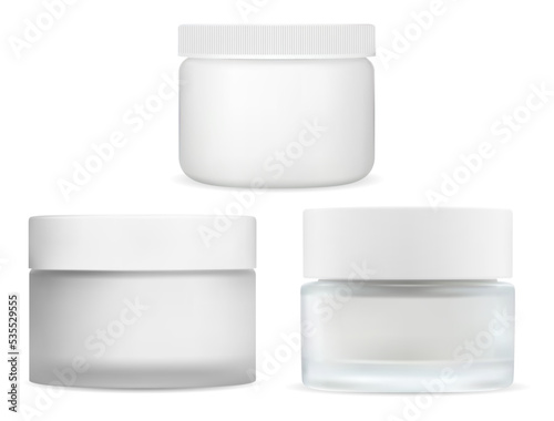 White cream jar mockup, plastic cap. Skin butter container